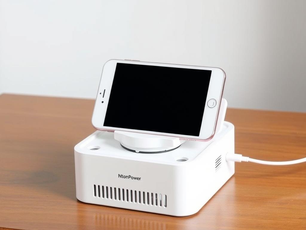 Caja organizadora NtonPower con soporte para dispositivos en la tapa Caja organizadora NtonPower con soporte para dispositivos en la tapa