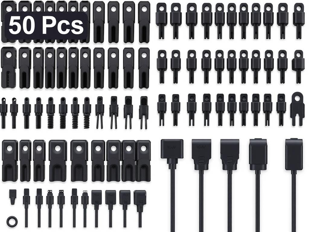 Set de 50 clips organizadores SOULWIT en color negro para cables Set de 50 clips organizadores SOULWIT en color negro para cables